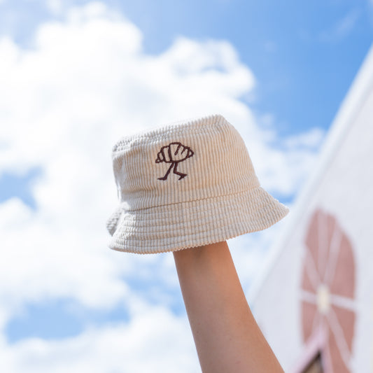 Kids Wandering Croissant Bucket Hat- Oatmeal